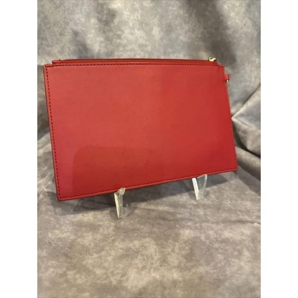 Lauren‎ Ralph Lauren Plain Red Leather Clutch Bag/Wristlet